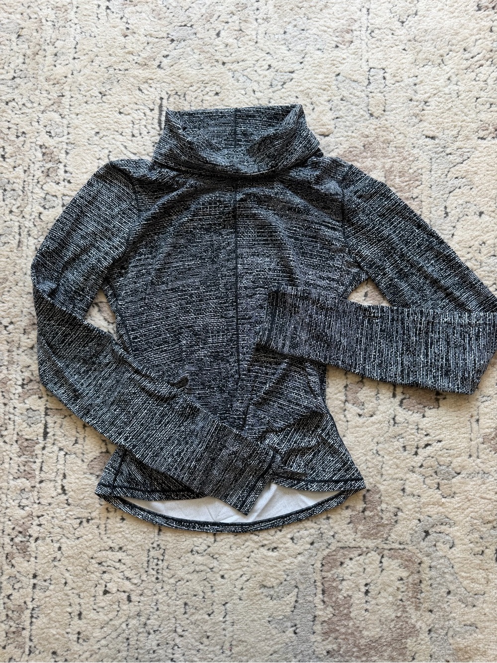 lululemon athletica Black Heathered Cowl Neck Sweater